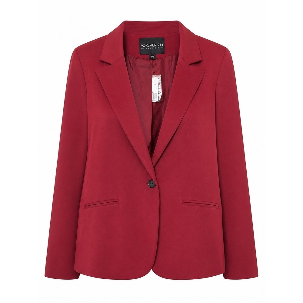 Forever 21+ Women 1X Burgundy Red Single Button Blazer Office NWT